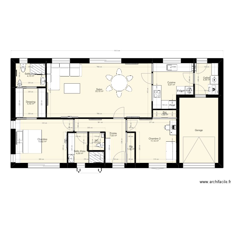 Claude 5b. Plan de 13 pièces et 112 m2