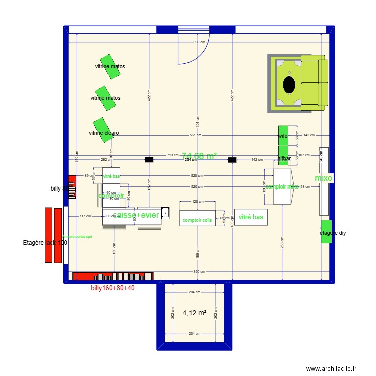 coutras. Plan de 2 pièces et 79 m2