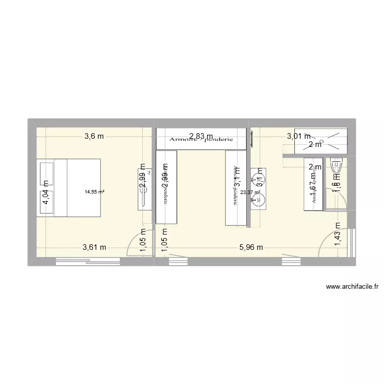 Projet St Genes 2. Plan de 2 et 38 m² Projet St Genes 2. Plan de 2 et 38 m²