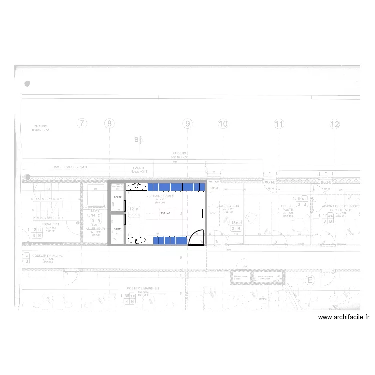 Vestiaires dames 1er Marche. Plan de Vestiaires dames 1er Marche. Plan de