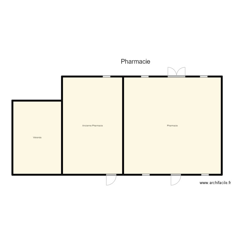 PHARMACIES. Plan de 3 pièces et 124 m2