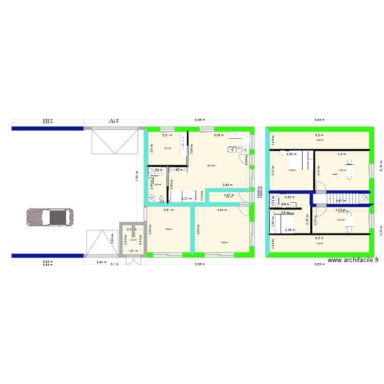 dépendance beaufort. Plan de 13 pièces et 155 m2
