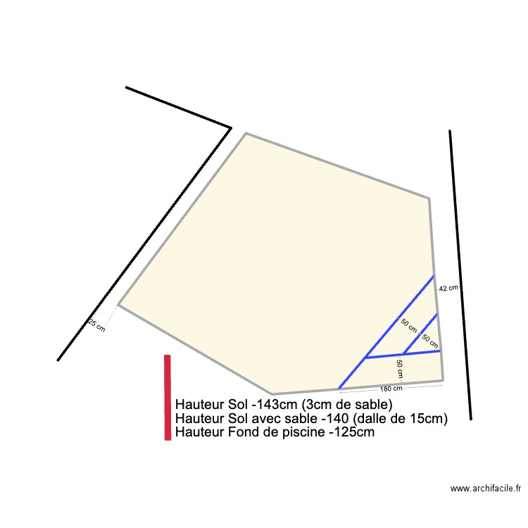 Piscine V3. Plan de 4 pièces et 17 m2