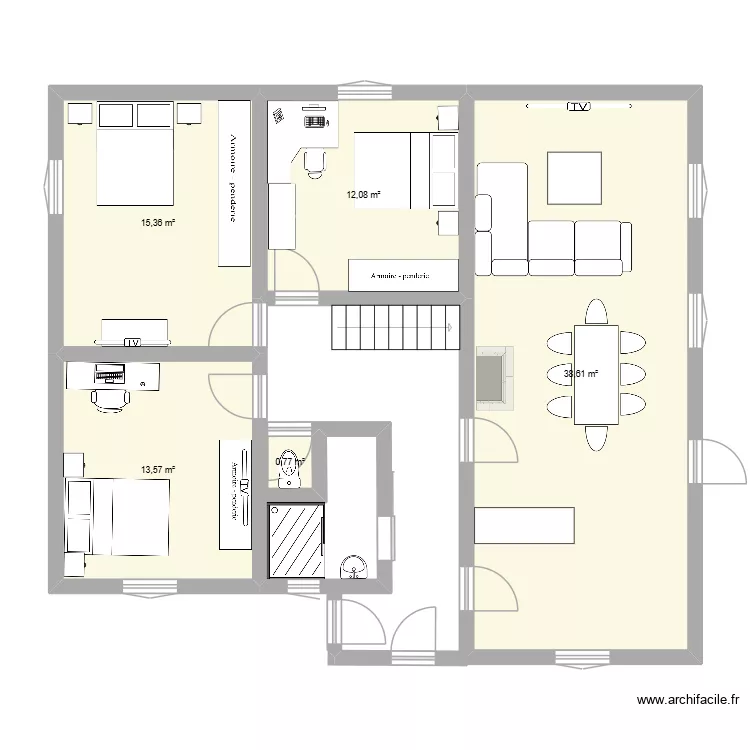 RDC. Plan de 5  et 80 m²