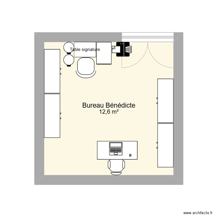 Bureau Bénédicte. Plan de 1 pièce et 13 m2