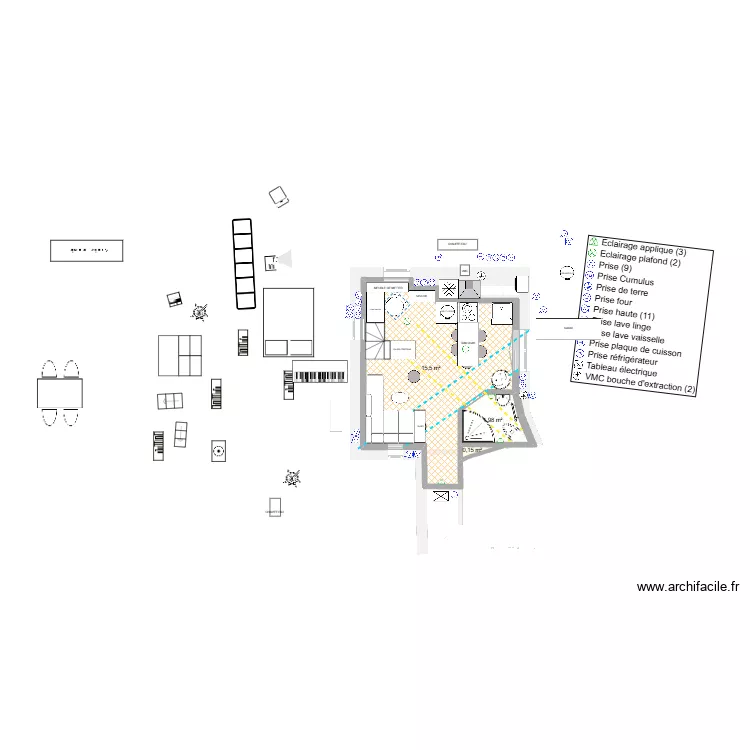 BOITE compact kitchen. Plan de BOITE compact kitchen. Plan de