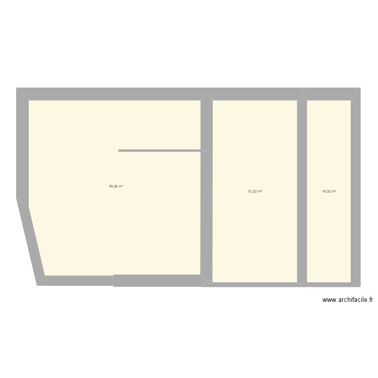 modele2. Plan de 3 pièces et 107 m2