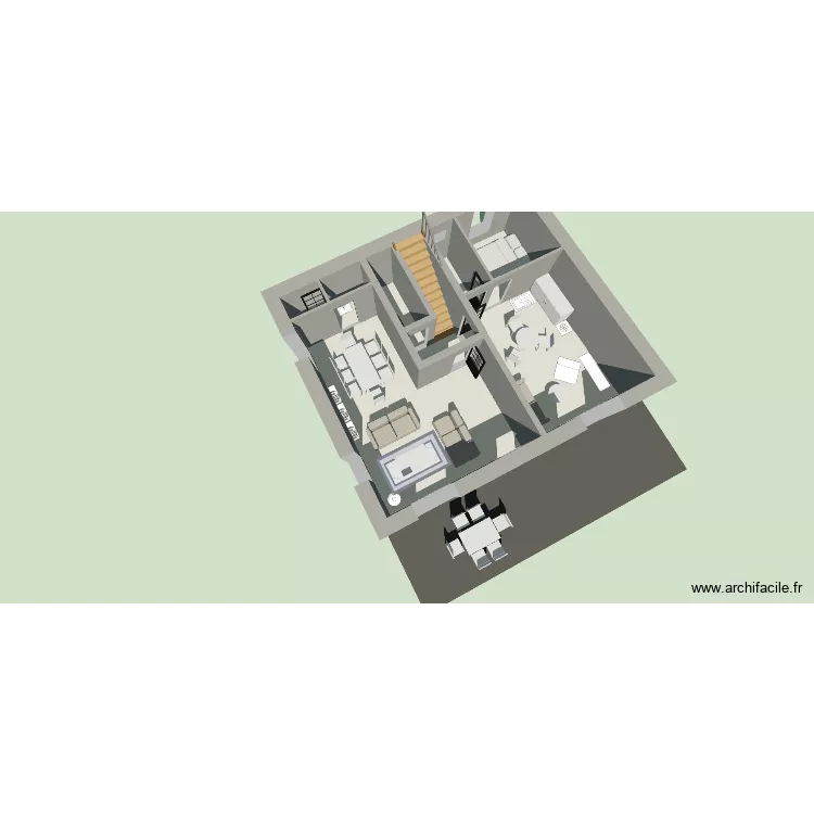 Rdc_vierge. Plan de 8 Pièces et 76 m²