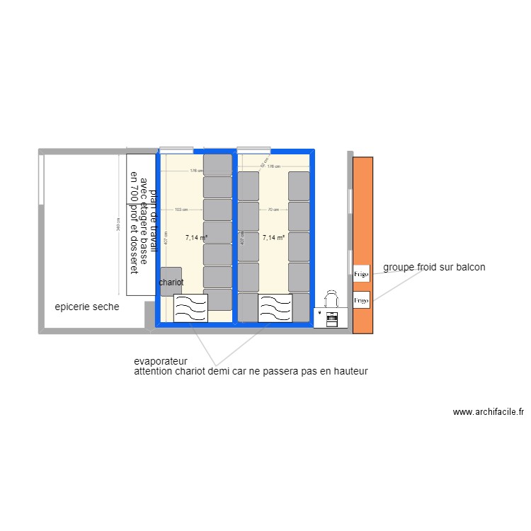 boulangerie saifi cf-. Plan de 2 pièces et 14 m2