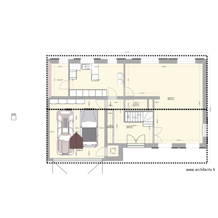 222. Plan de 8 pièces et 103 m2