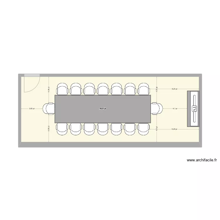 Salle conf&eacute;rence Beloeil option 16 pieds. Plan de 
