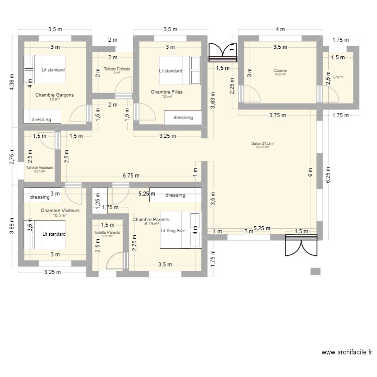 Villa. Plan de 10 pièces et 131 m2