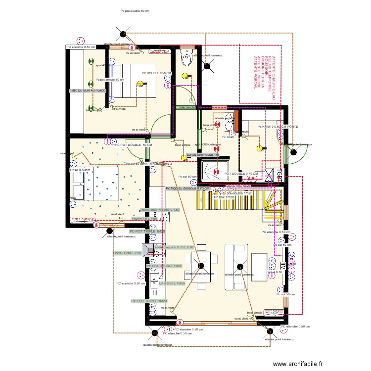 PLAN RDC MSR KBIDI 1. Plan de 5 pièces et 72 m2