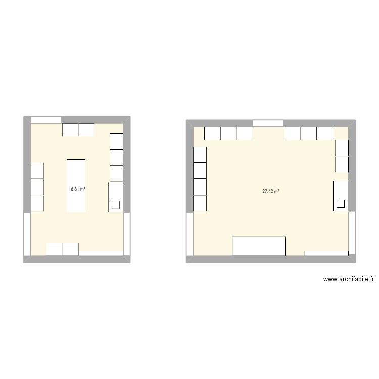 Caveau. Plan de 2 pièces et 44 m2