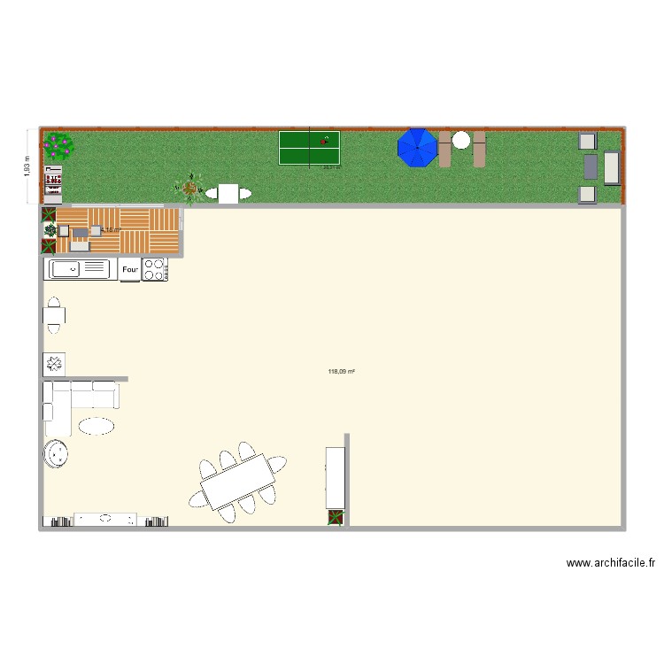 essai-rose-1. Plan de 2 pièces et 122 m2