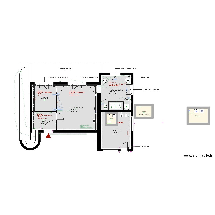 TRAYAS REZ DE CHAUSSEE. Plan de 1 pièce et 4 m2