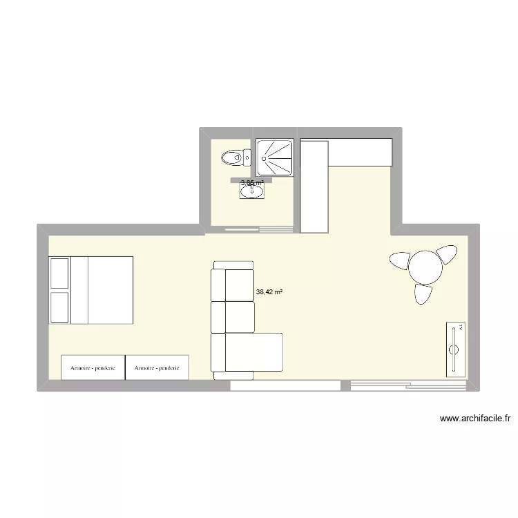 d&eacute;pendance. Plan de 2  et 42 m²