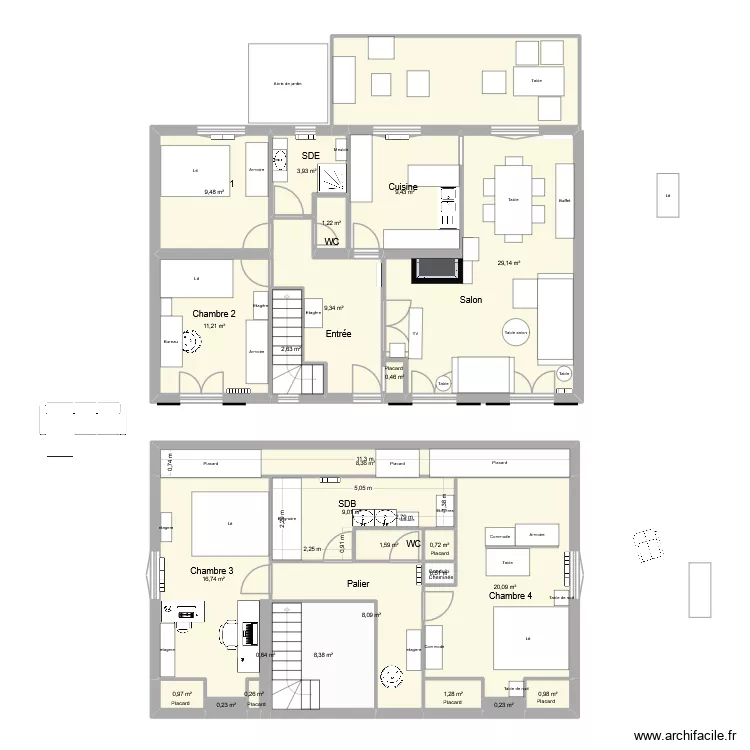 Maison Azay2. Plan de 26  et 171 m²