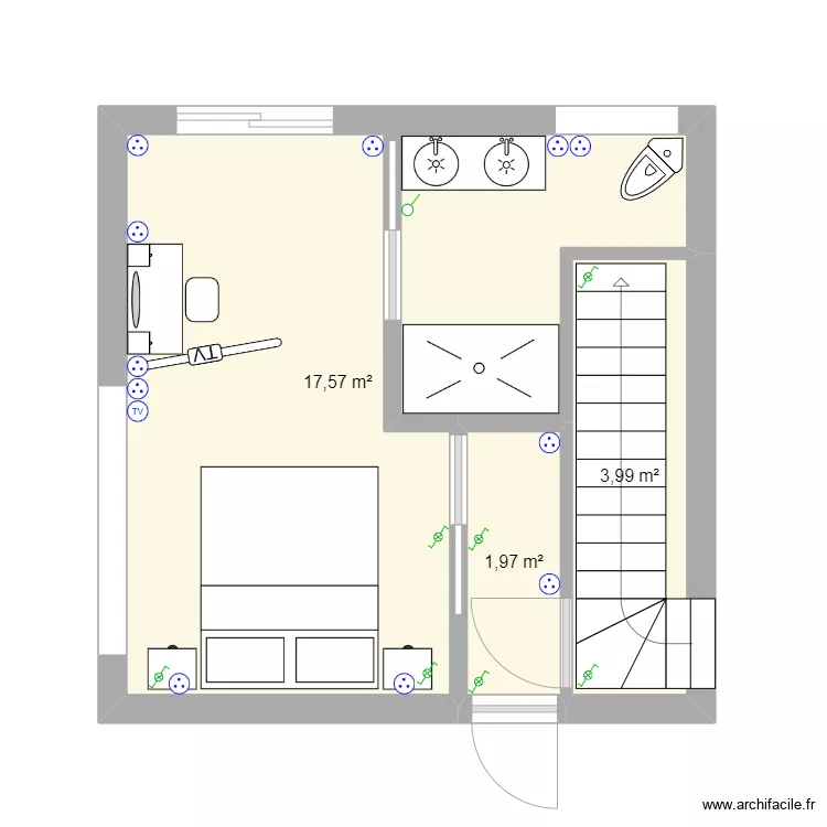 chambre rdc. Plan de 