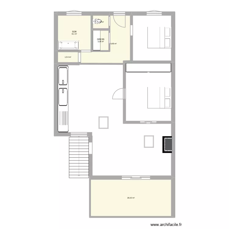 ste claire 2. Plan de 6  et 43 m²