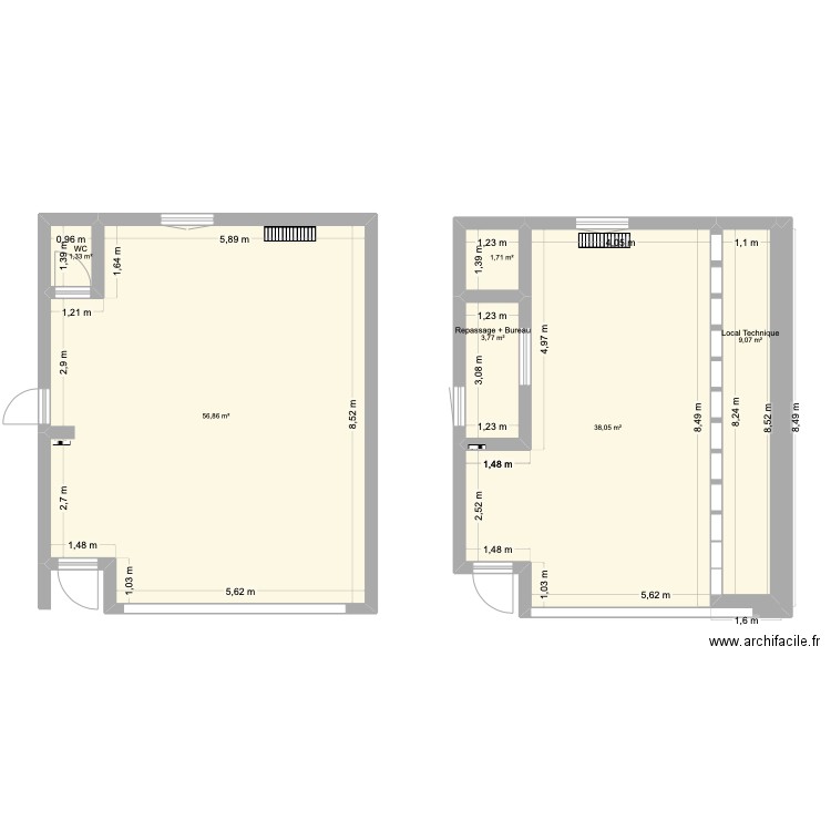 LOCAL COMMERCIAL AVANT PROJET. Plan de 6 pièces et 111 m2