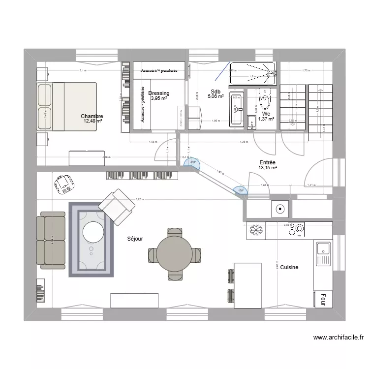 Projet Merle - Projet v3. Plan de 6 Pièces et 37 m² Projet Merle - Projet v3. Plan de 6 Pièces et 37 m²