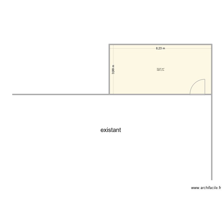 Agrandissement conditinnement. Plan de 1 pièce et 33 m2