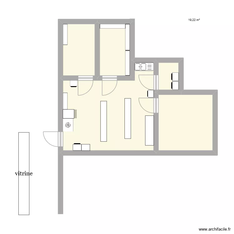 plan boucherie. Plan de 5  et 39 m²