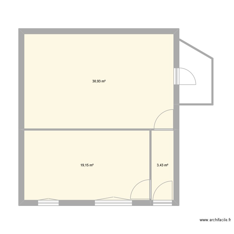RIBAUTE 4. Plan de 3 pièces et 54 m2