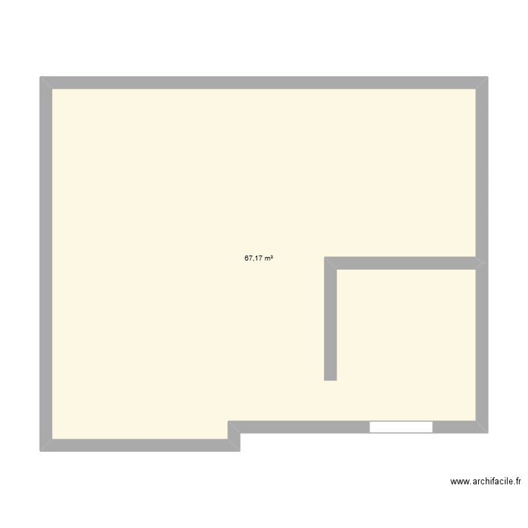 RDC. Plan de 1 pièce et 67 m2