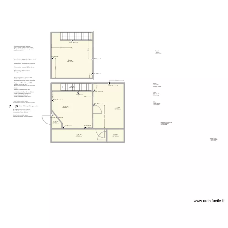Dinan TirNaNog Gaines. Plan de 7  et 68 m²