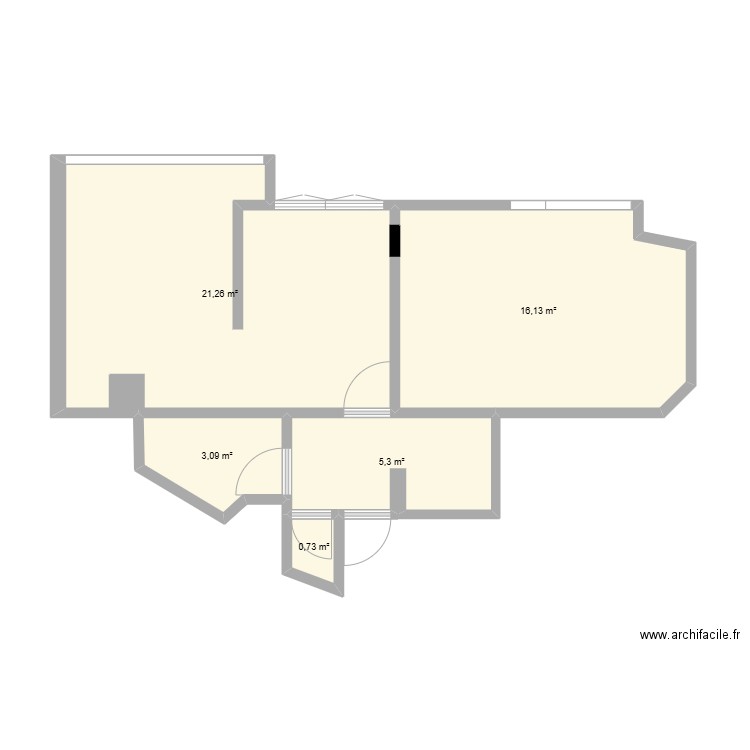 plan brut. Plan de 5 pièces et 47 m2