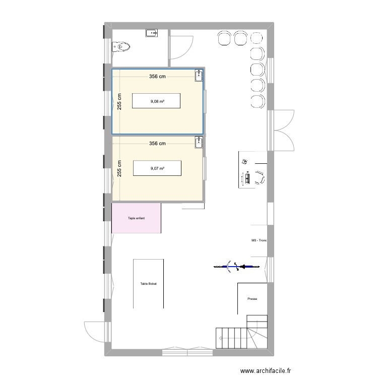 Projet UE32. Plan de 2 pièces et 18 m2