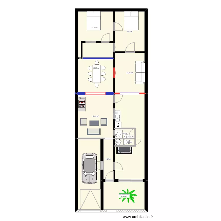 chez guy. Plan de 12  et 124 m²