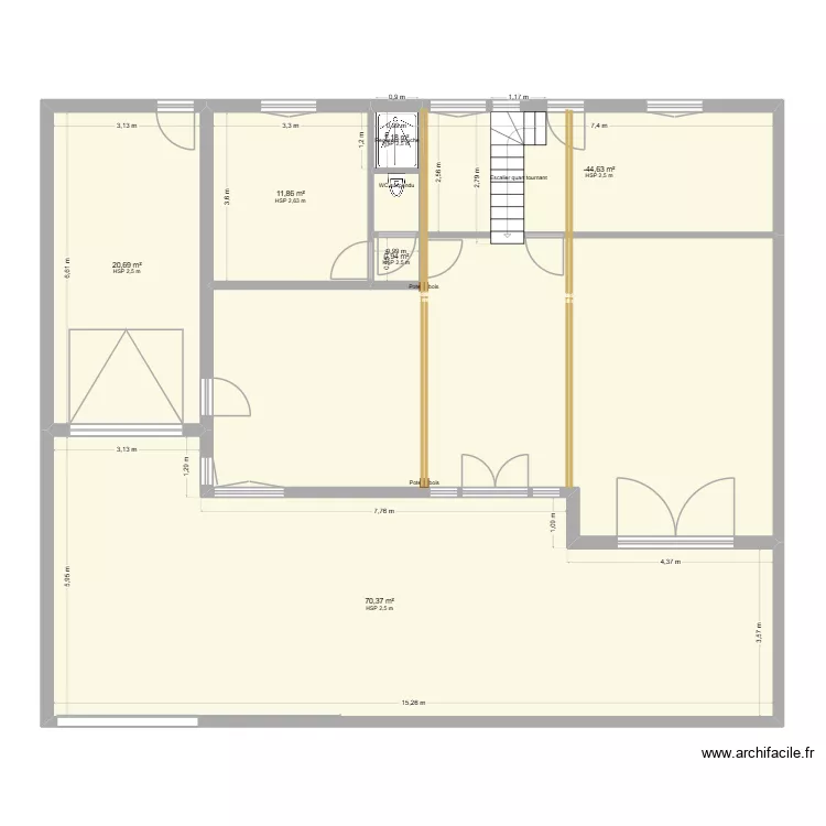 Martine & Yves. Plan de 6  et 124 m²