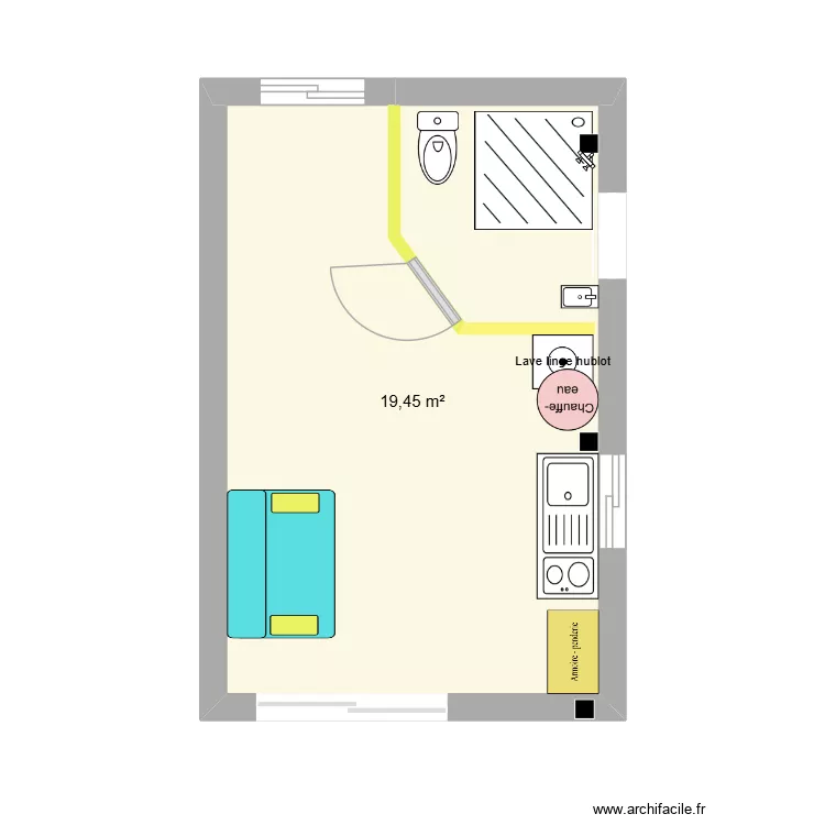2026 06 Le studio aménagé. Plan de 1 et 19 m² 2026 06 Le studio aménagé. Plan de 1 et 19 m²