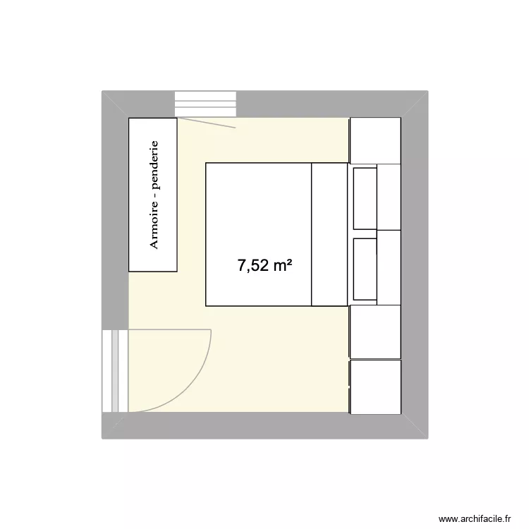 chambre avec des rangements. Plan de 1 et 8 m² chambre avec des rangements. Plan de 1 et 8 m²