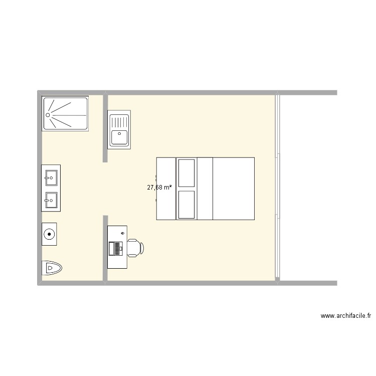 aratika. Plan de 1 pièce et 28 m2