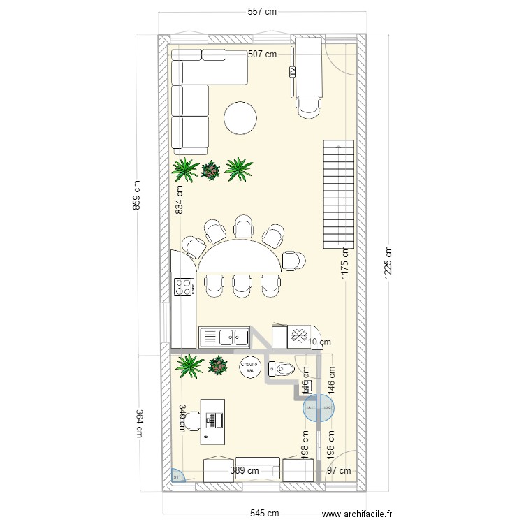 La Rochelle RDC. Plan de 4 pièces et 120 m2