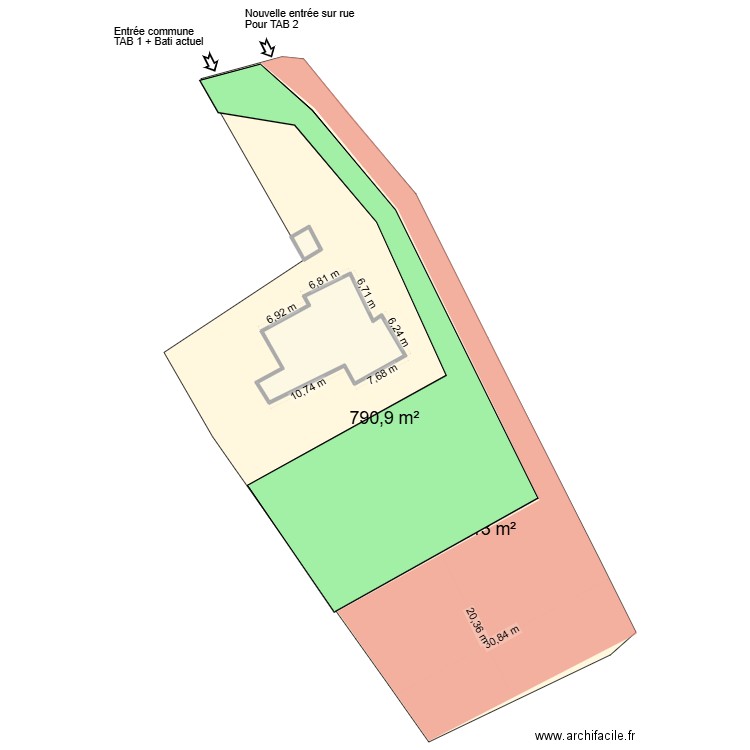 Mireval découpe. Plan de 2 pièces et 159 m2