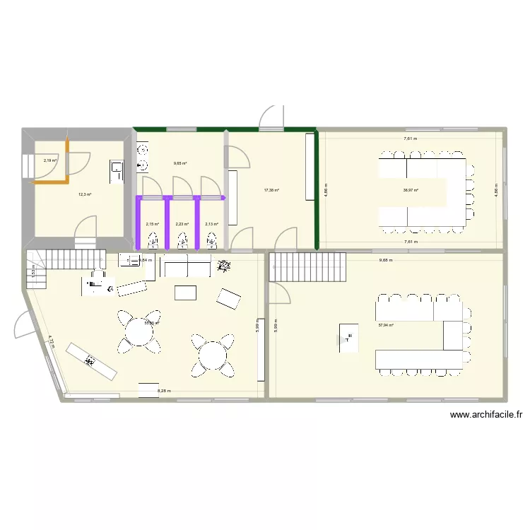 Extension projet. Plan de 10  et 198 m²