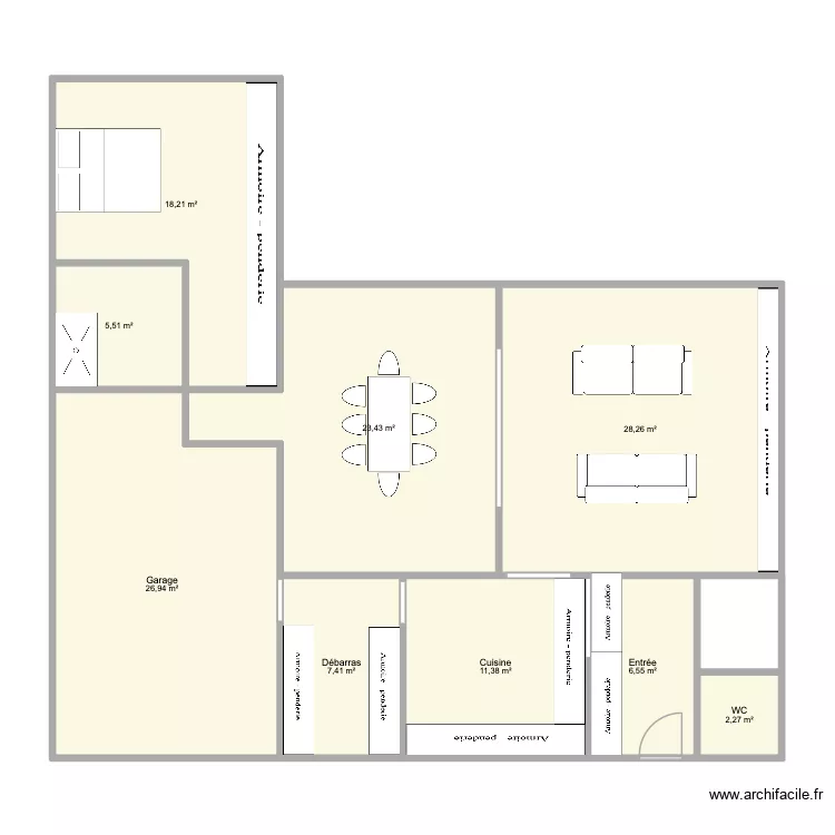 Maison plain pied V3. Plan de 9  et 130 m²