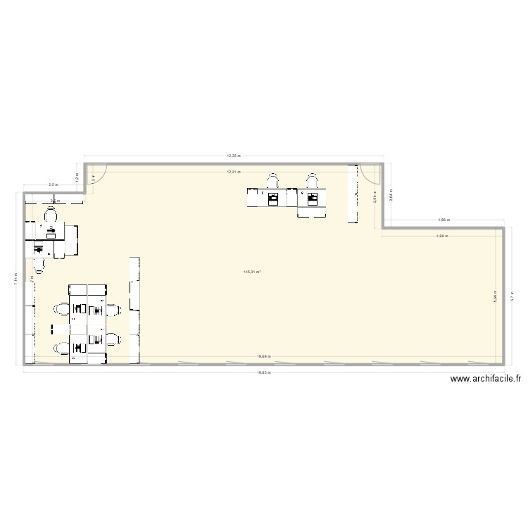 Atelier B 2ème. Plan de 1 pièce et 145 m2