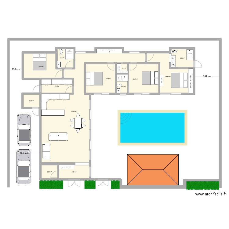 VILLAS O'SOLEIL. Plan de 13 pièces et 143 m2