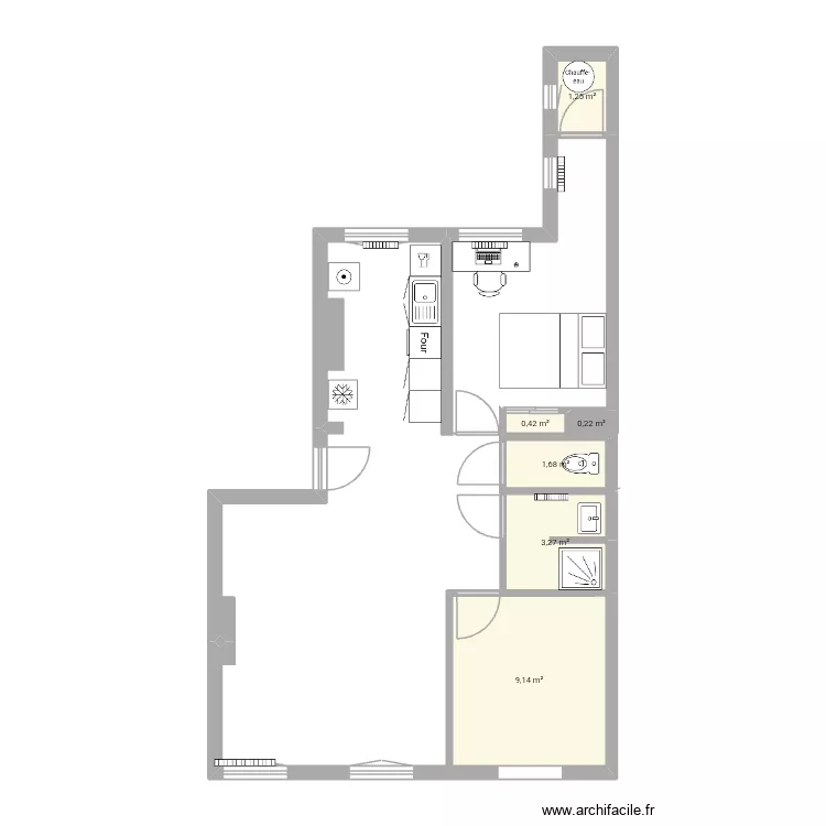 Manon. Plan de 6  et 16 m²
