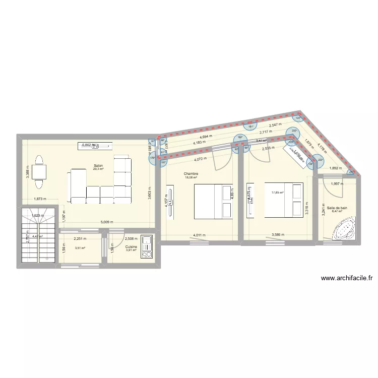 MAISON MBUDI. Plan de 8  et 93 m²