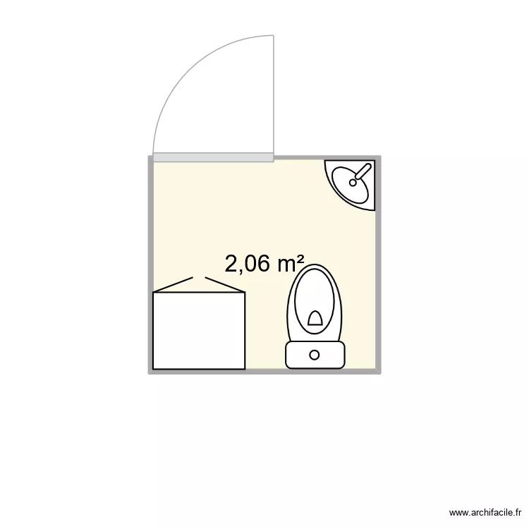 WC C19. Plan de 1  et 2 m²