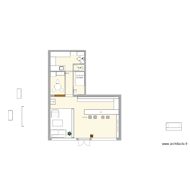 MAGASIN 2. Plan de 3 pièces et 62 m2