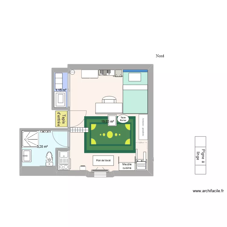 Id&eacute;e appart'. Plan de 3  et 23 m²
