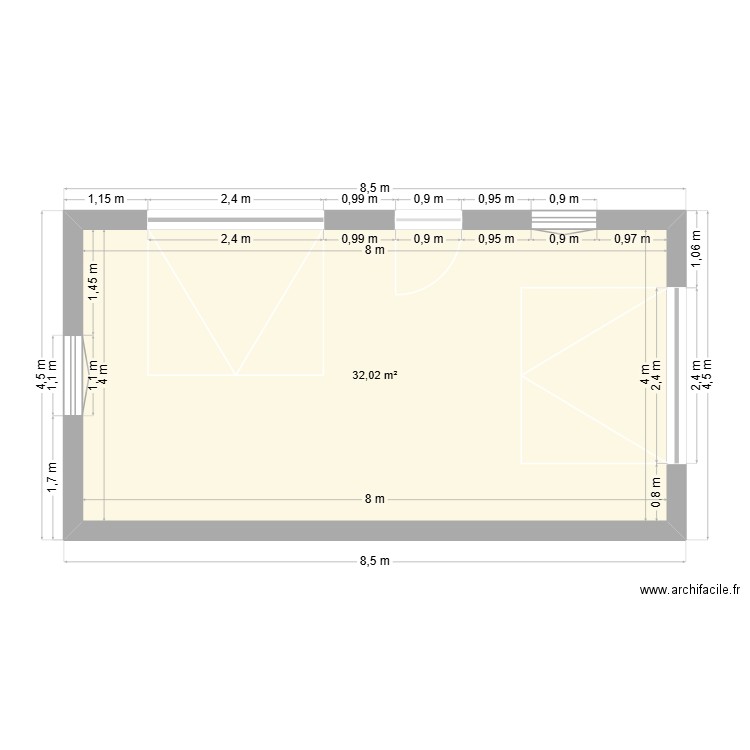Projet Garage. Plan de 1 pièce et 32 m2